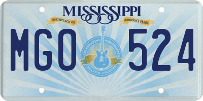 MS license plate MGO524