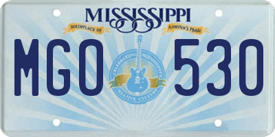 MS license plate MGO530