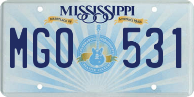 MS license plate MGO531