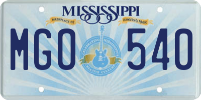 MS license plate MGO540