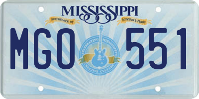 MS license plate MGO551