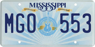 MS license plate MGO553
