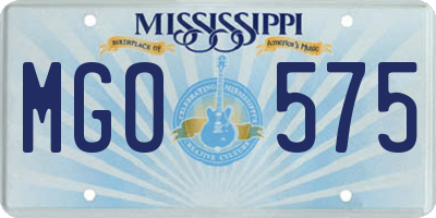 MS license plate MGO575