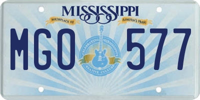 MS license plate MGO577