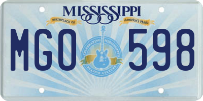 MS license plate MGO598