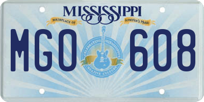 MS license plate MGO608