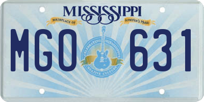 MS license plate MGO631