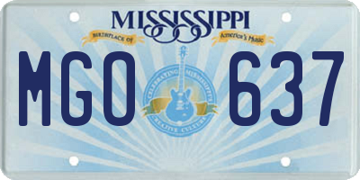 MS license plate MGO637