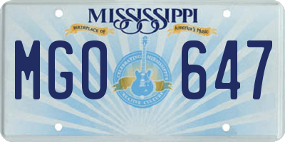 MS license plate MGO647