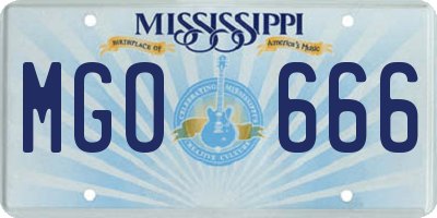 MS license plate MGO666