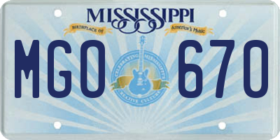 MS license plate MGO670