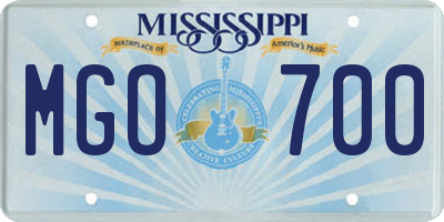 MS license plate MGO700