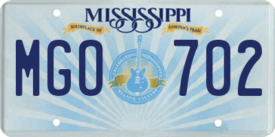 MS license plate MGO702