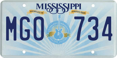 MS license plate MGO734