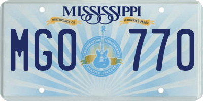 MS license plate MGO770