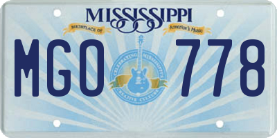MS license plate MGO778