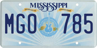 MS license plate MGO785