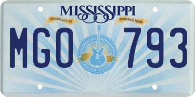 MS license plate MGO793