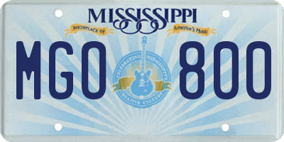 MS license plate MGO800