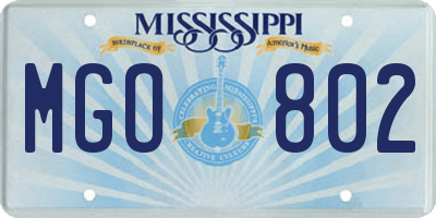 MS license plate MGO802