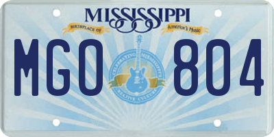 MS license plate MGO804