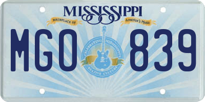 MS license plate MGO839