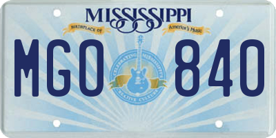 MS license plate MGO840