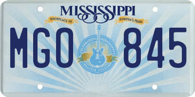 MS license plate MGO845
