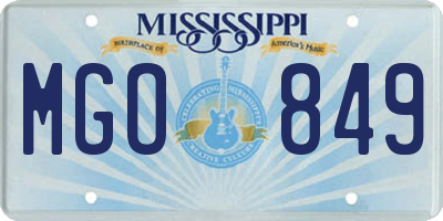 MS license plate MGO849