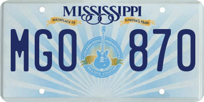 MS license plate MGO870