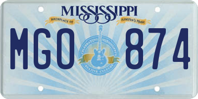 MS license plate MGO874
