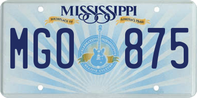 MS license plate MGO875
