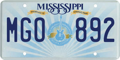 MS license plate MGO892