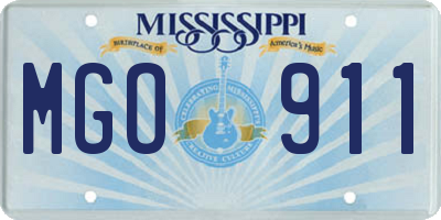 MS license plate MGO911