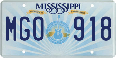 MS license plate MGO918