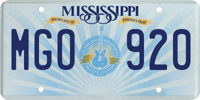 MS license plate MGO920