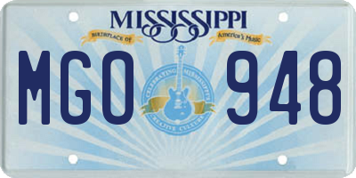 MS license plate MGO948