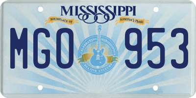 MS license plate MGO953