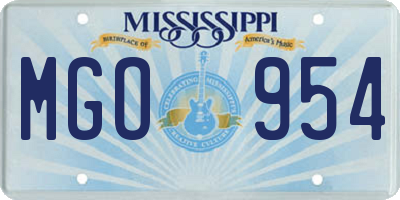 MS license plate MGO954