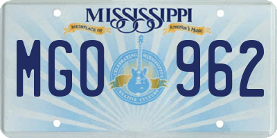 MS license plate MGO962