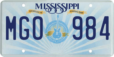MS license plate MGO984