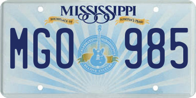MS license plate MGO985