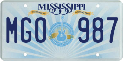 MS license plate MGO987