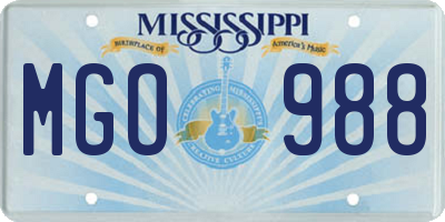 MS license plate MGO988