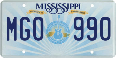 MS license plate MGO990