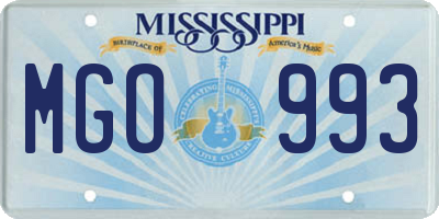 MS license plate MGO993