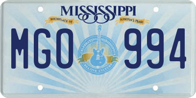 MS license plate MGO994