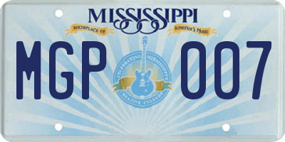 MS license plate MGP007