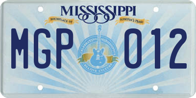 MS license plate MGP012