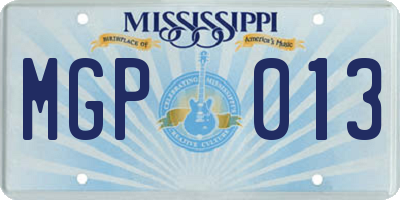 MS license plate MGP013